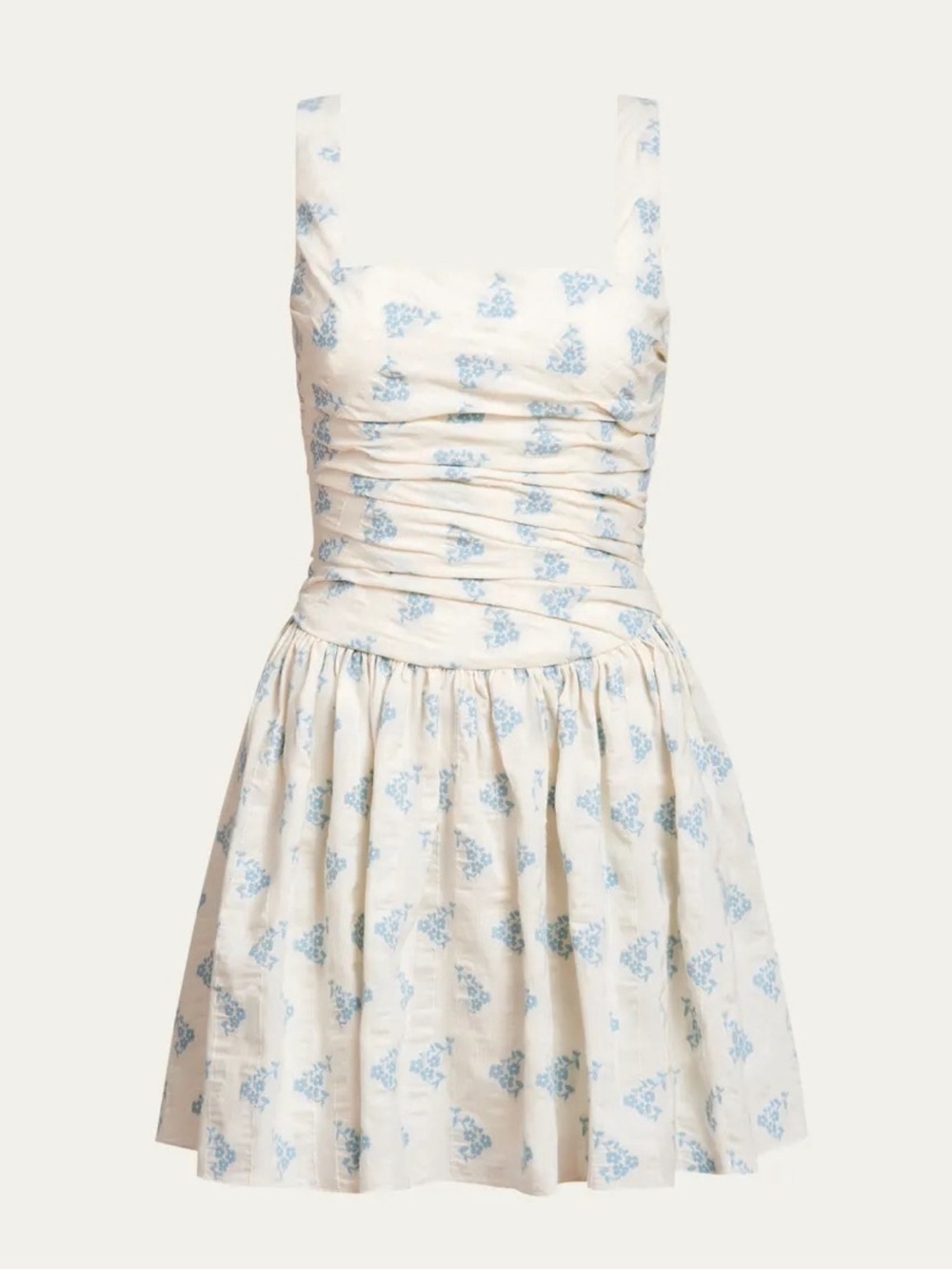 Markarian Daphne Floral Stripe Ruched Mini Dress NWT